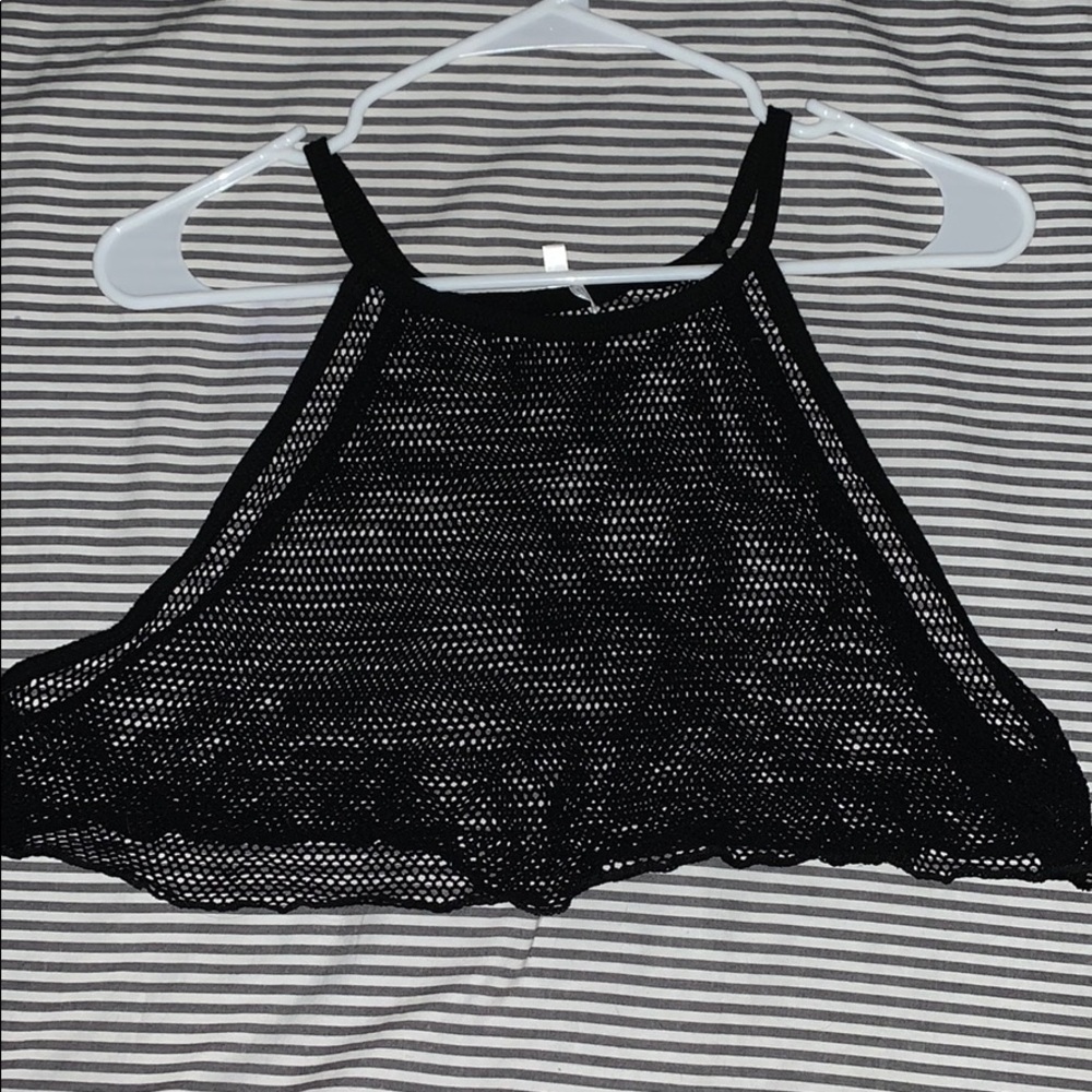 Black Fishnet Cropped Tank